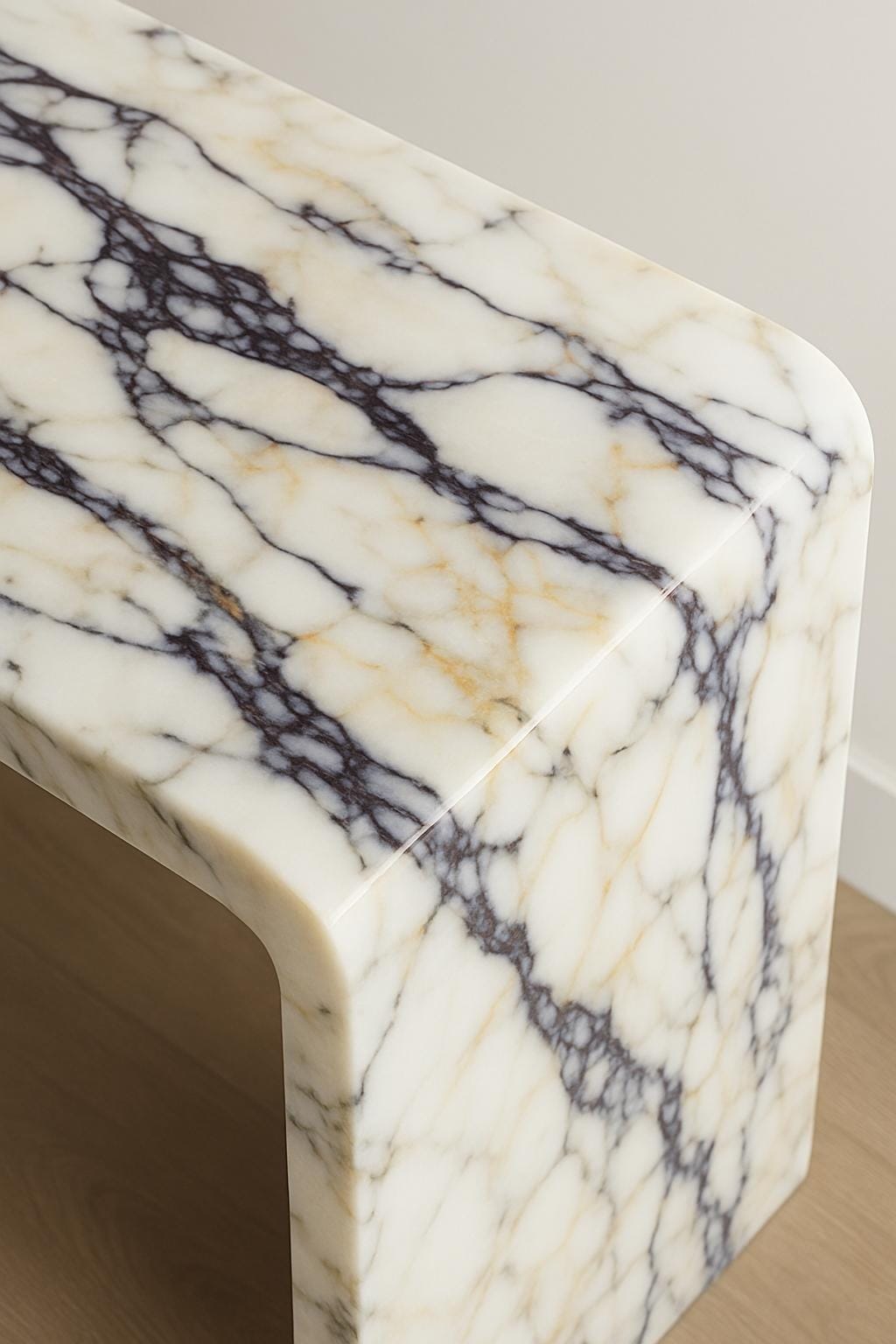 Handmade Calacatta Marble Console Table: Entryway Natural Stone Console | Luxury Modern Hallway Furniture Dresser