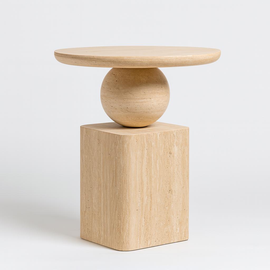 Handmade Natural Travertine Coffee Table: Modern Sculptural Stone Side Table – Luxury Home Decor Furniture