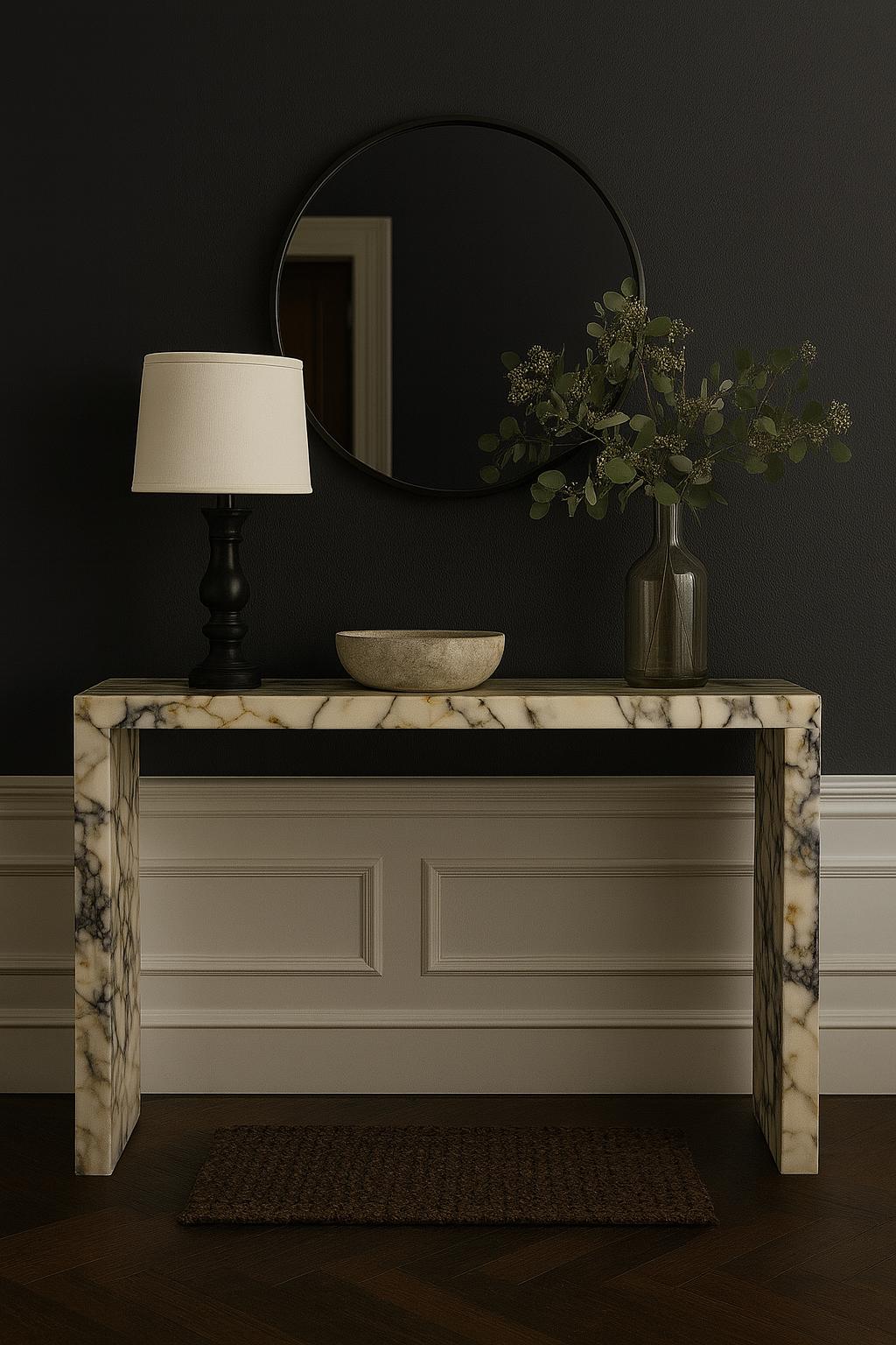 Calacatta Viola Marble Console Table Luxury Handcrafted Stone Entryway Table