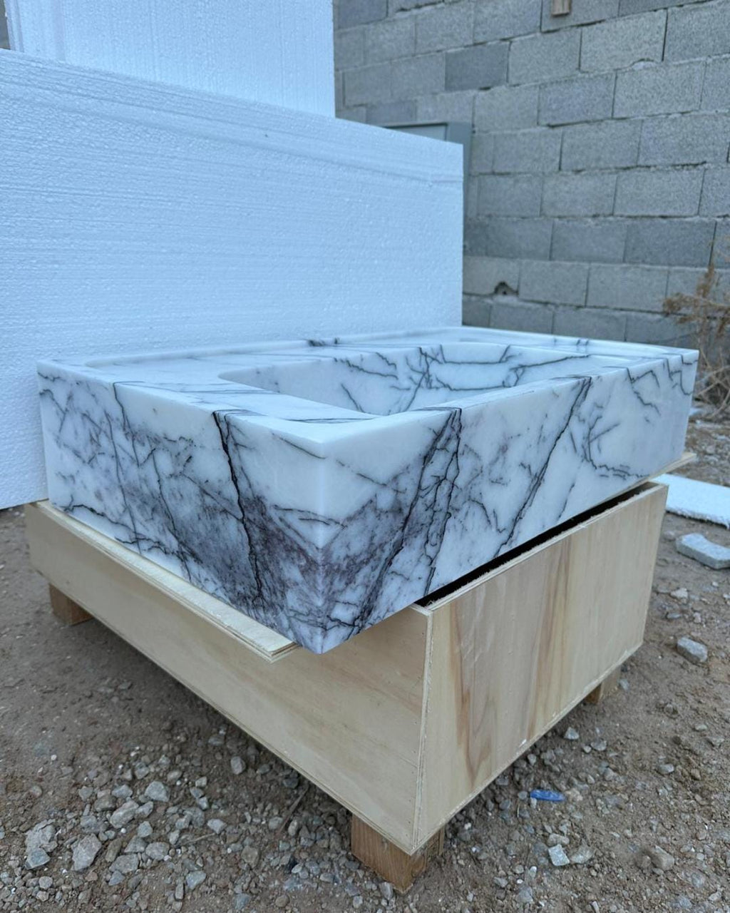 Handcrafted Lilac Marble Sink: Natural Stone Basin Luxury Handmade Bathroom Vanity Custom Size Marble