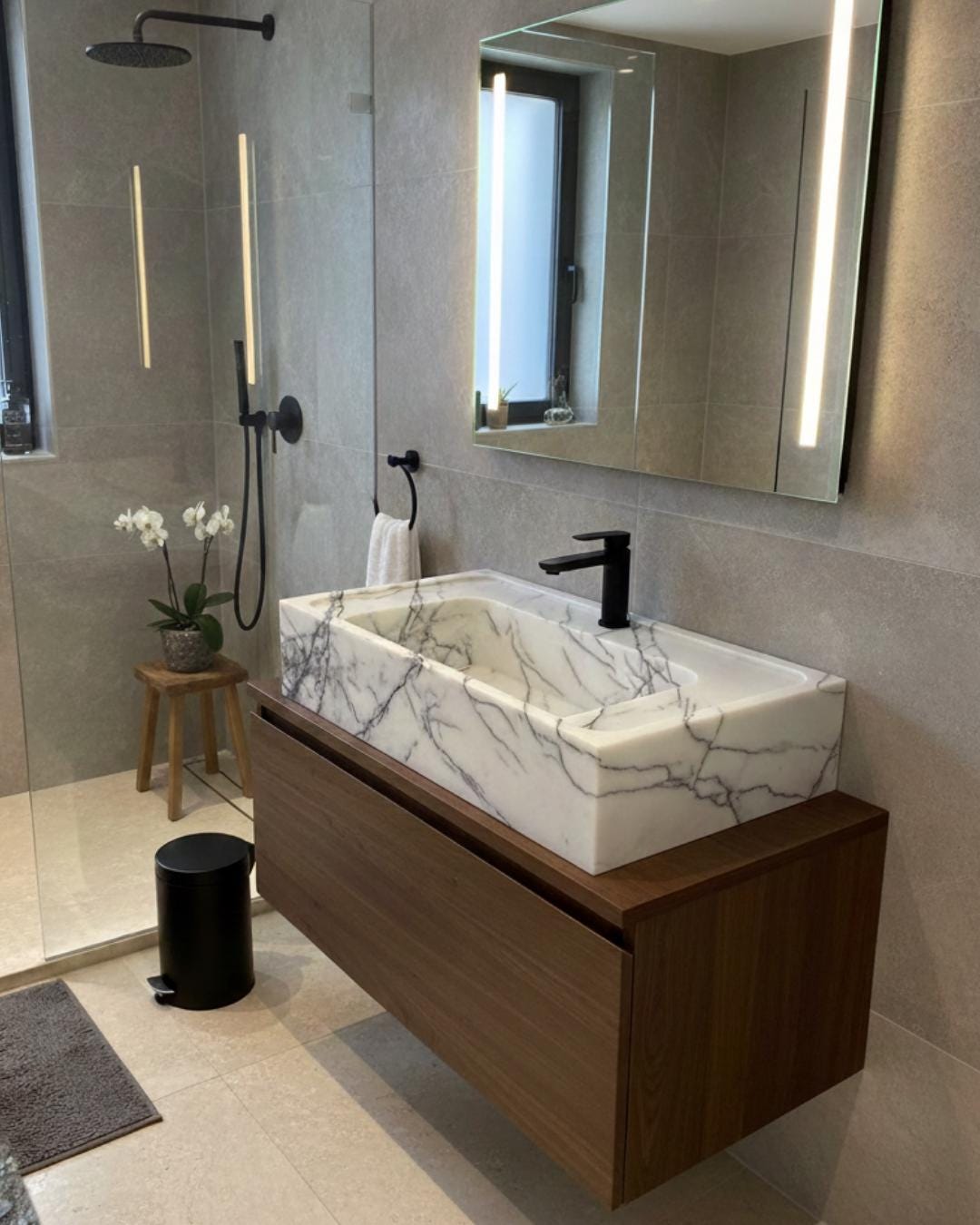 Handcrafted Lilac Marble Sink: Natural Stone Basin Luxury Handmade Bathroom Vanity Custom Size Marble