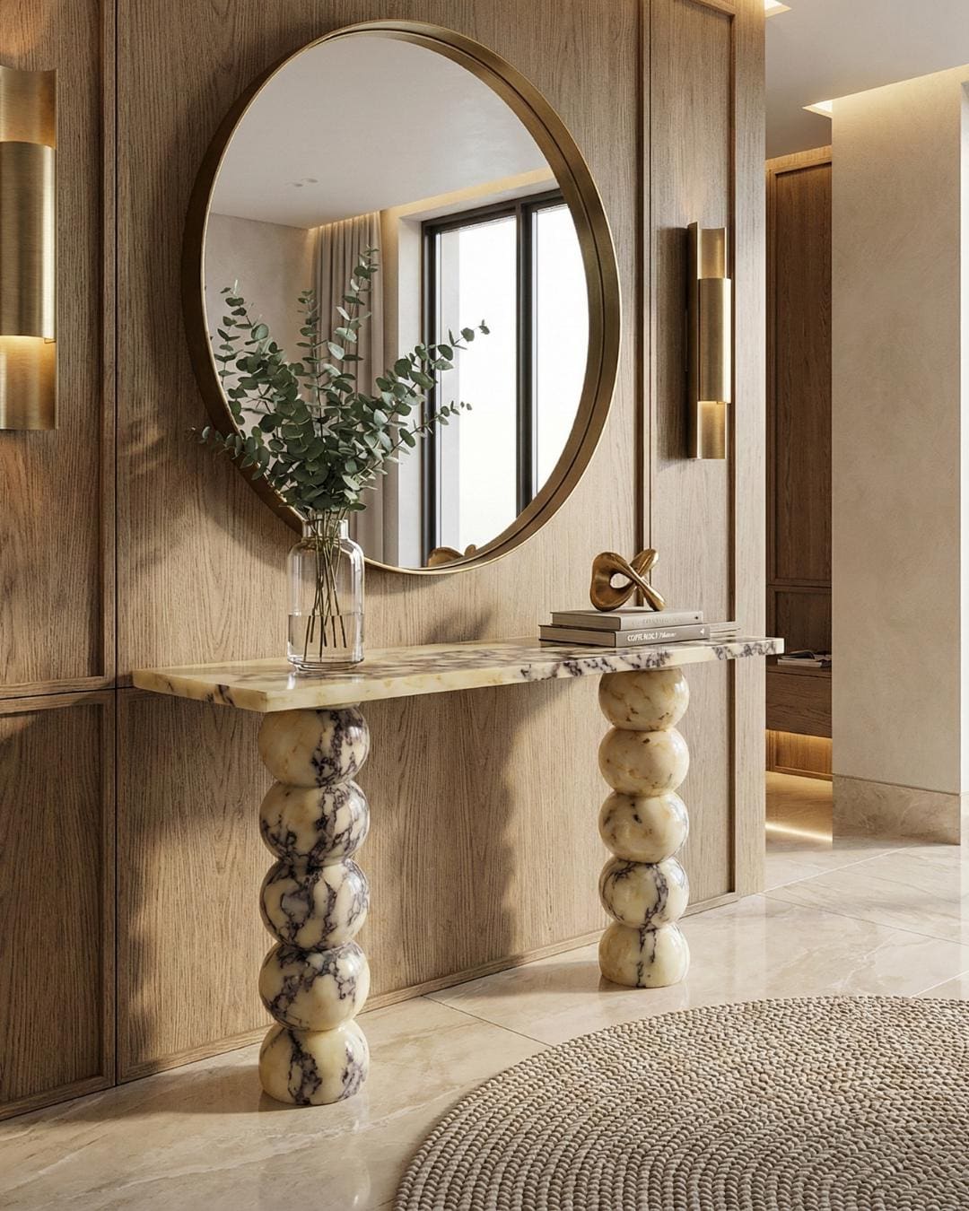 Handmade Calacatta Viola Marble Console Table, Modern Entryway Table Luxury Home Furniture Dresser