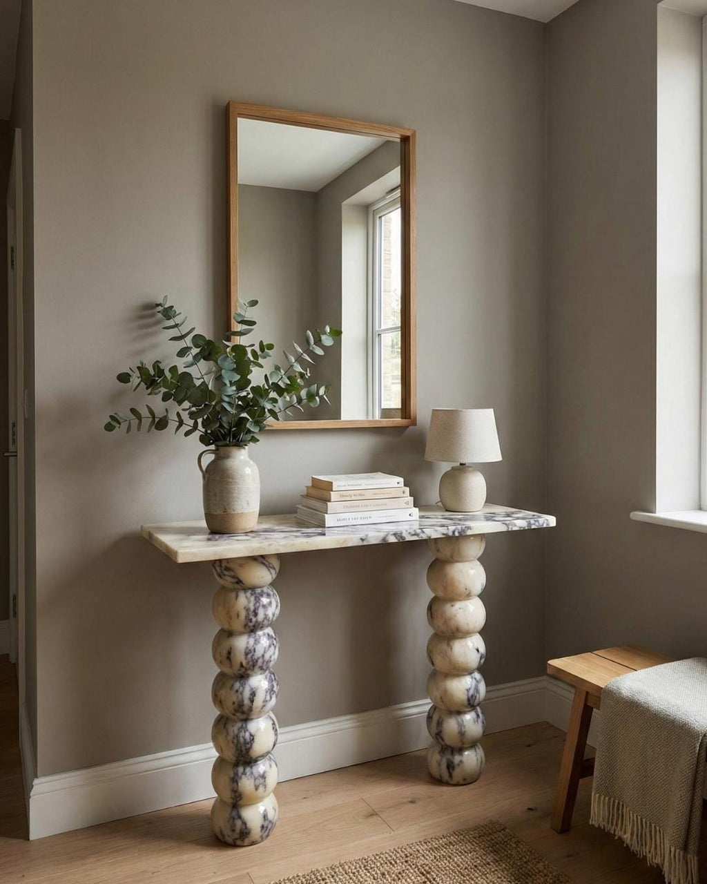 Handmade Calacatta Viola Marble Console Table, Modern Entryway Table Luxury Home Furniture Dresser