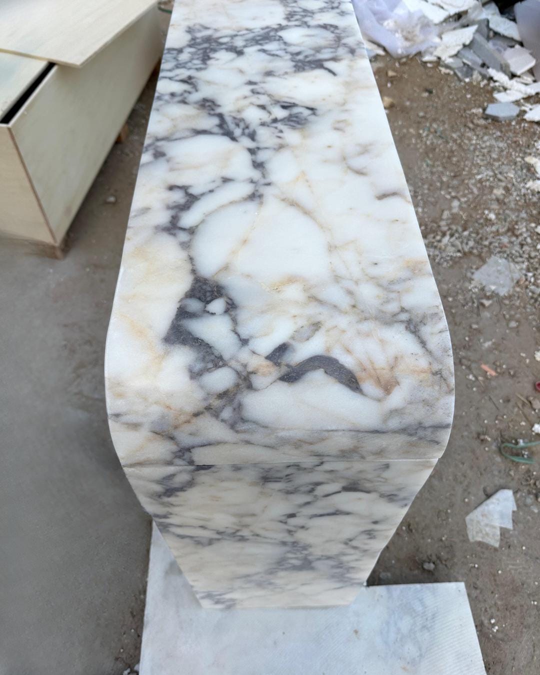 Handmade Calacatta Marble Console Table: Entryway Natural Stone Console | Luxury Modern Hallway Furniture Dresser