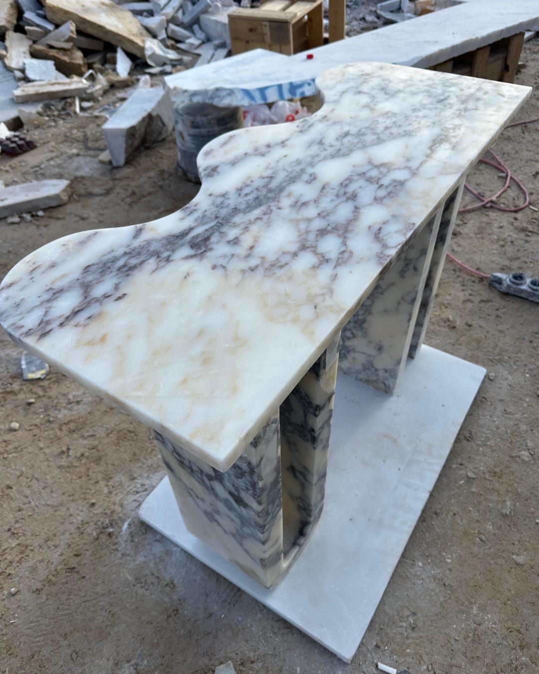 Calacatta Viola Marble Handmade Entryway Console Table: Luxury Marble Furniture Dresser