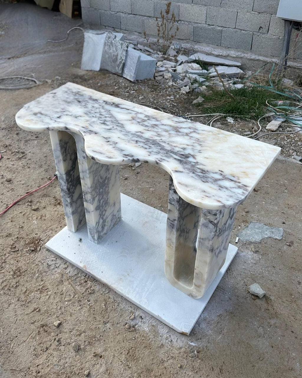 Calacatta Viola Marble Handmade Entryway Console Table: Luxury Marble Furniture Dresser