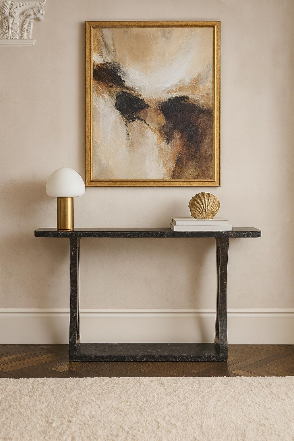 Handmade Black Marble Dresser Console Table Luxury Stone Furniture