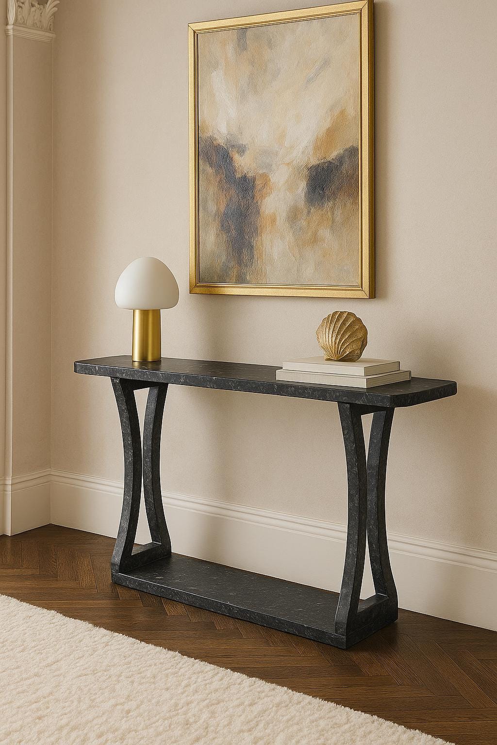 Handmade Black Marble Dresser Console Table Luxury Stone Furniture
