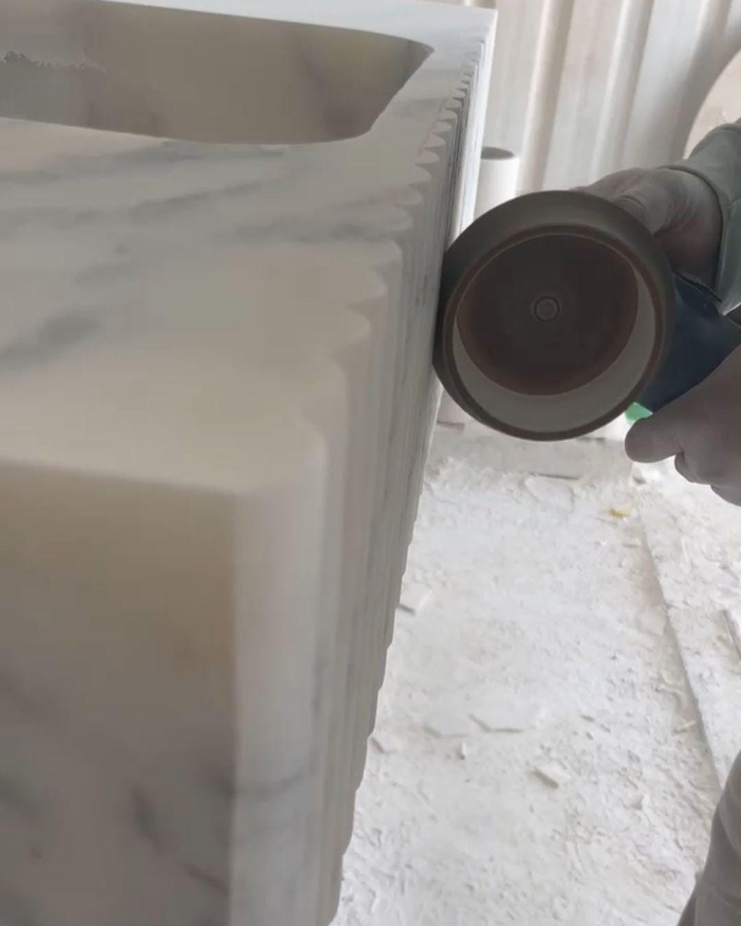 Calacatta Viola Handmade Marble Luxury Bathroom Sink With Backsplash: Custom Size Marble Stone Vanity