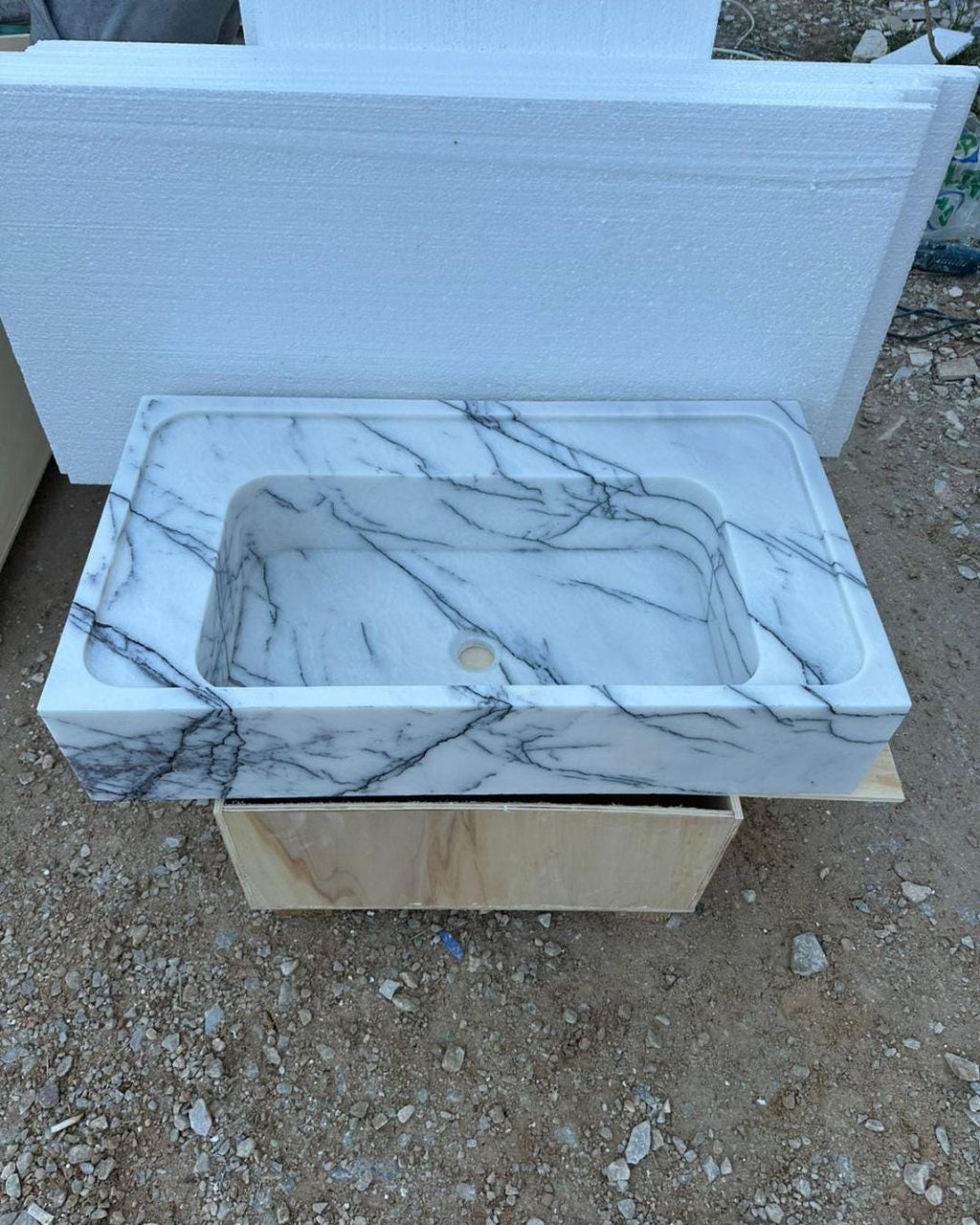 Handcrafted Lilac Marble Sink: Natural Stone Basin Luxury Handmade Bathroom Vanity Custom Size Marble
