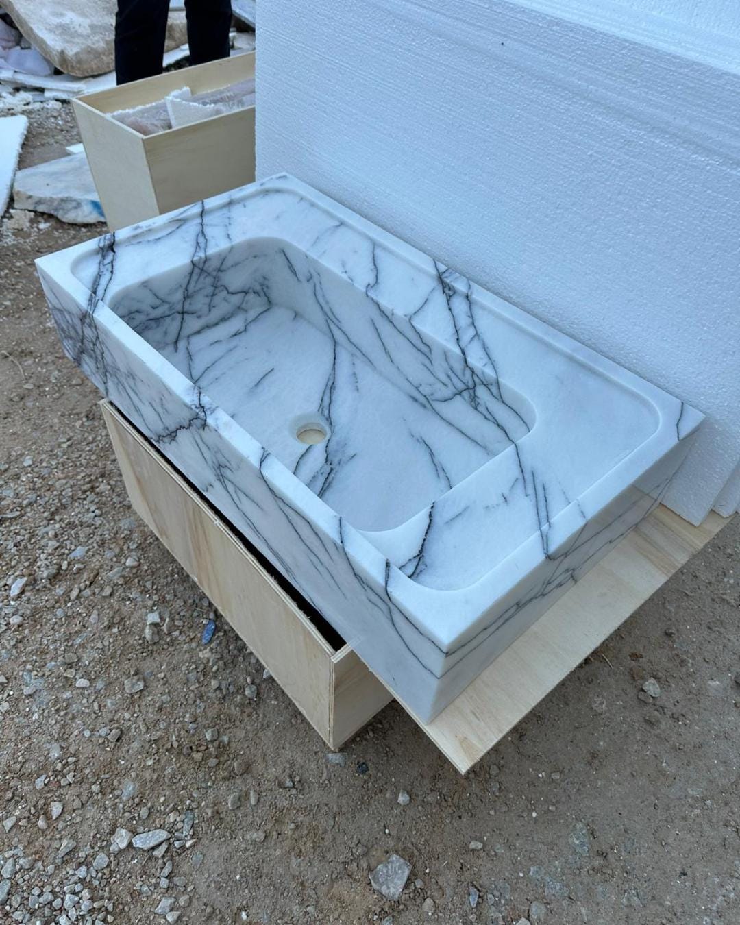 Handcrafted Lilac Marble Sink: Natural Stone Basin Luxury Handmade Bathroom Vanity Custom Size Marble