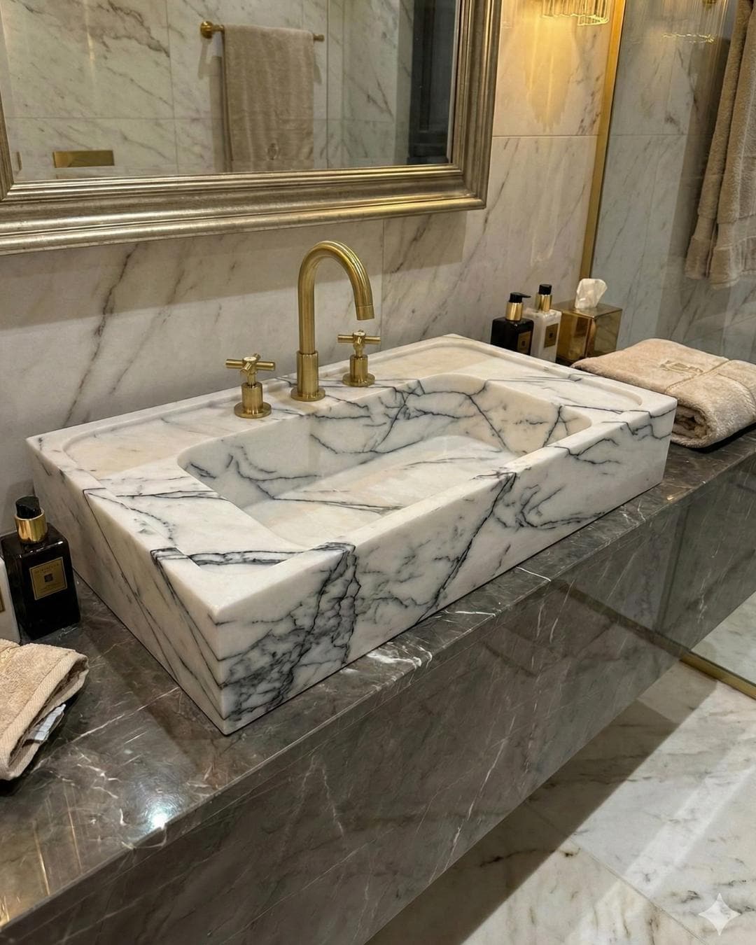 Handcrafted Lilac Marble Sink: Natural Stone Basin Luxury Handmade Bathroom Vanity Custom Size Marble