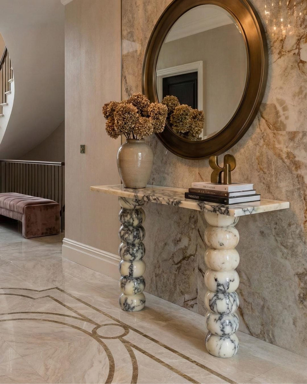 Handmade Calacatta Viola Marble Console Table, Modern Entryway Table Luxury Home Furniture Dresser