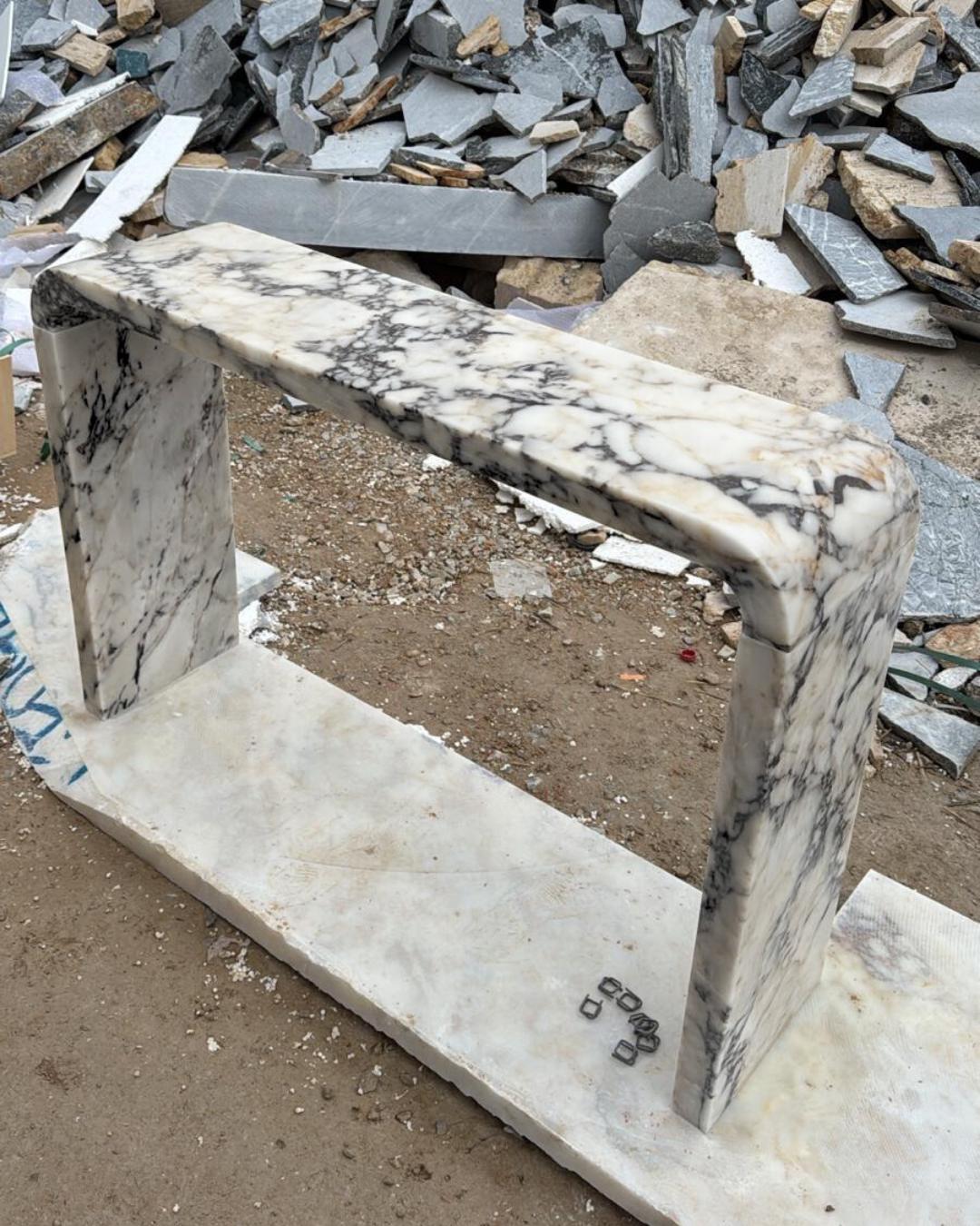 Handmade Calacatta Marble Console Table: Entryway Natural Stone Console | Luxury Modern Hallway Furniture Dresser