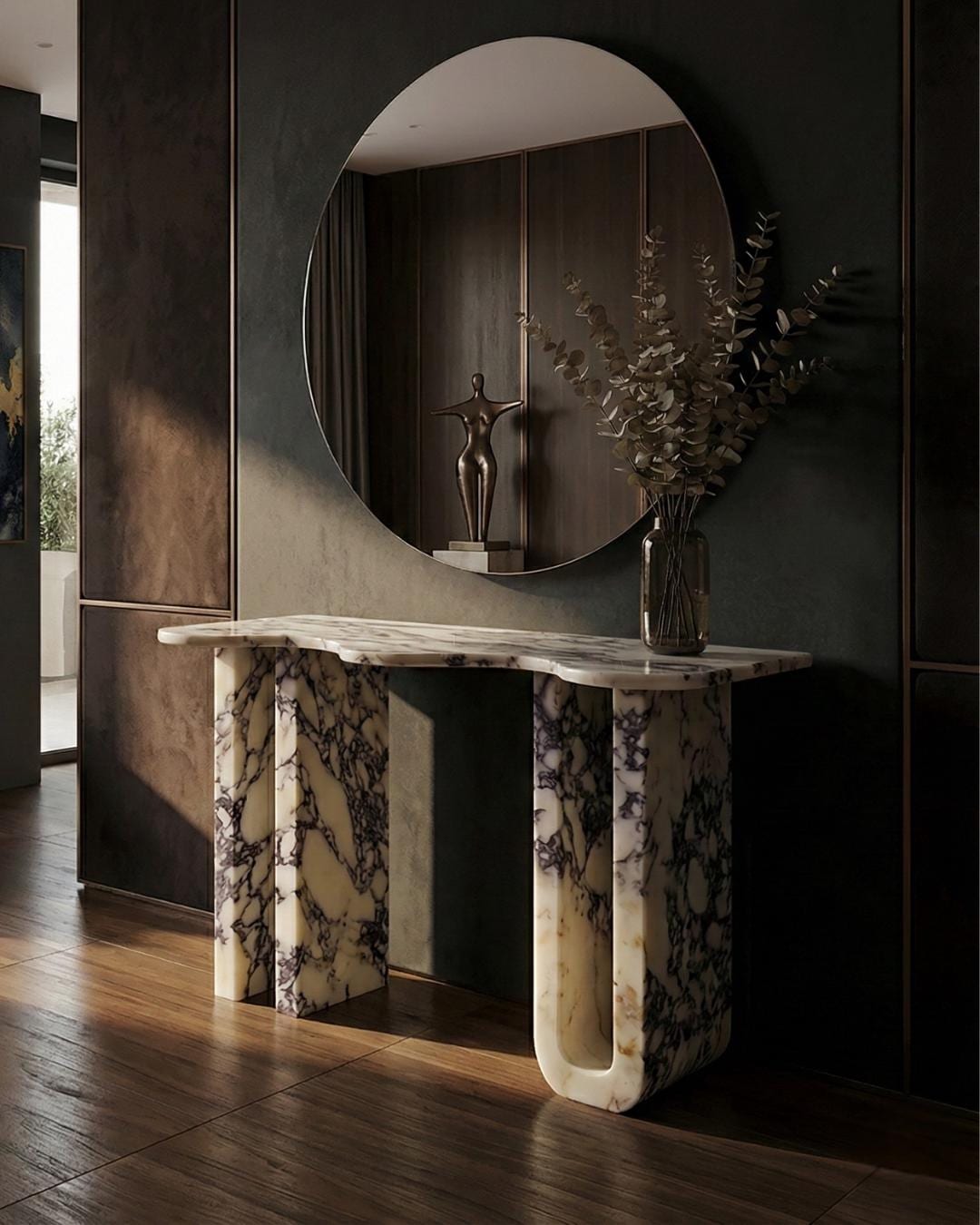 Calacatta Viola Marble Handmade Entryway Console Table: Luxury Marble Furniture Dresser