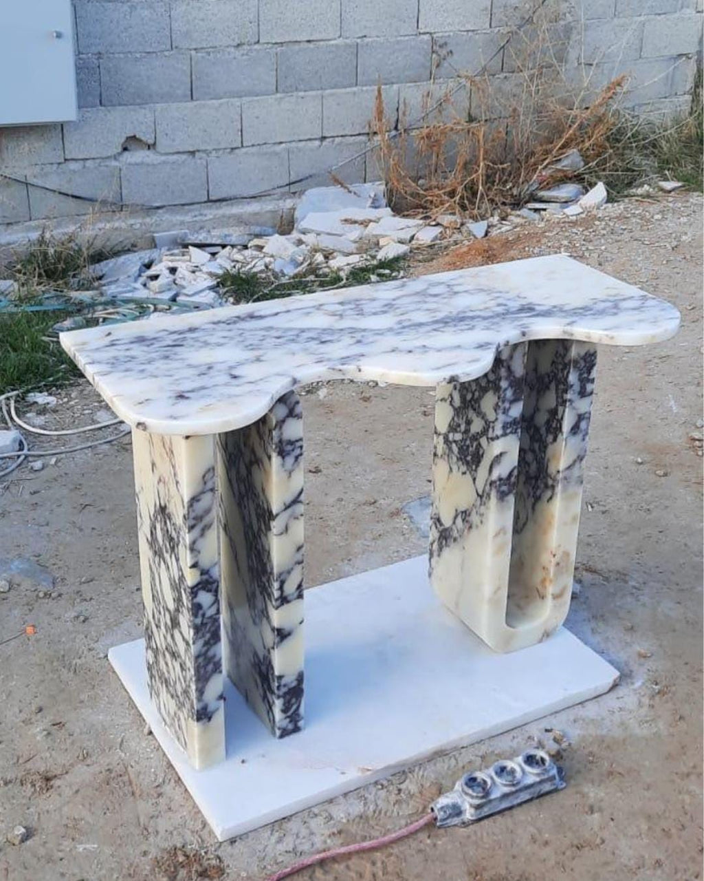 Calacatta Viola Marble Handmade Entryway Console Table: Luxury Marble Furniture Dresser