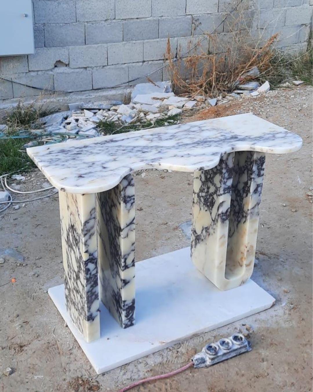 Calacatta Viola Marble Handmade Entryway Console Table: Luxury Marble Furniture Dresser
