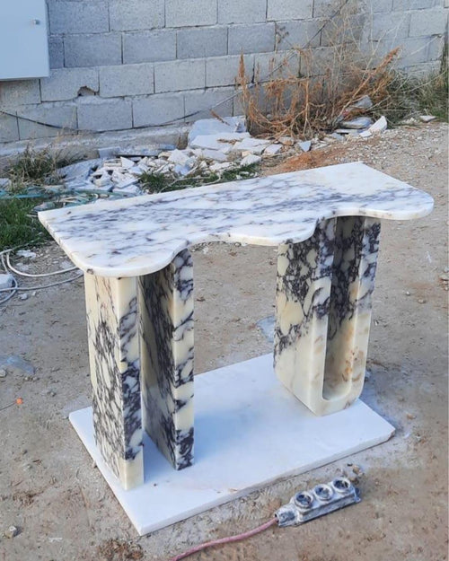 Calacatta Viola Marble Handmade Entryway Console Table: Luxury Marble Furniture Dresser