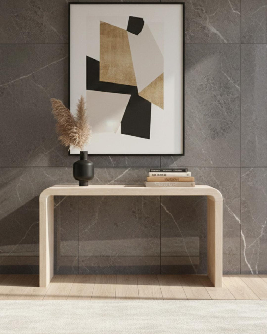 Travertine Marble Stone Entryway Console Table, Luxury Home Furniture