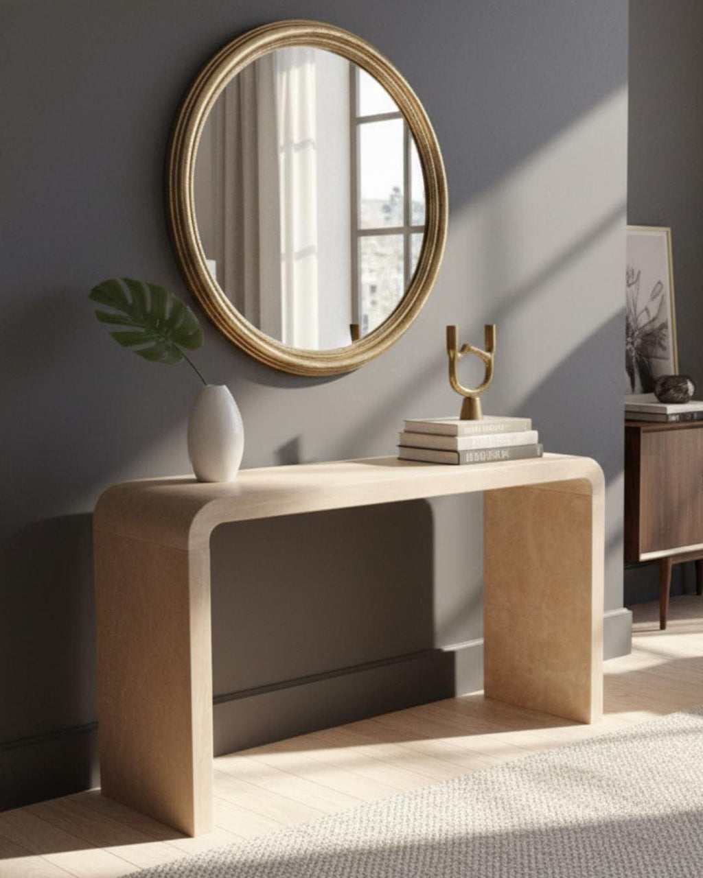 Travertine Marble Stone Entryway Console Table, Luxury Home Furniture