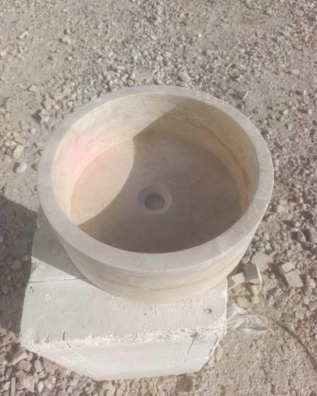 Handmade Travertine Round Marble Sink: Luxury Bathroom Vanity