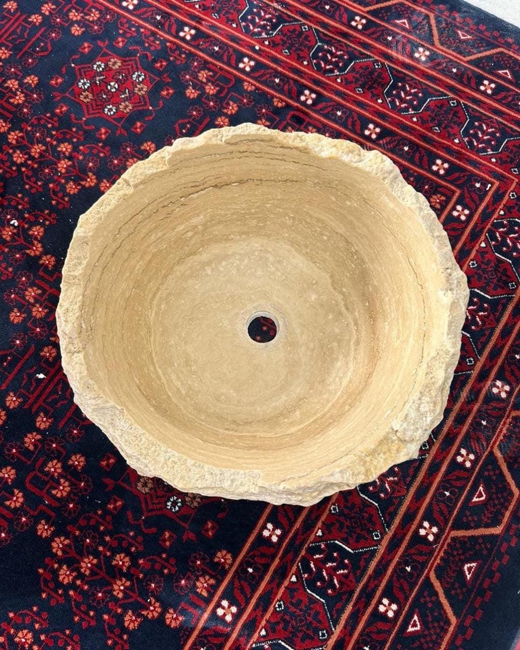 Handmade Travertine Natural Stone Round Sink: Luxury Bathroom Vanity Natural Designer Basin