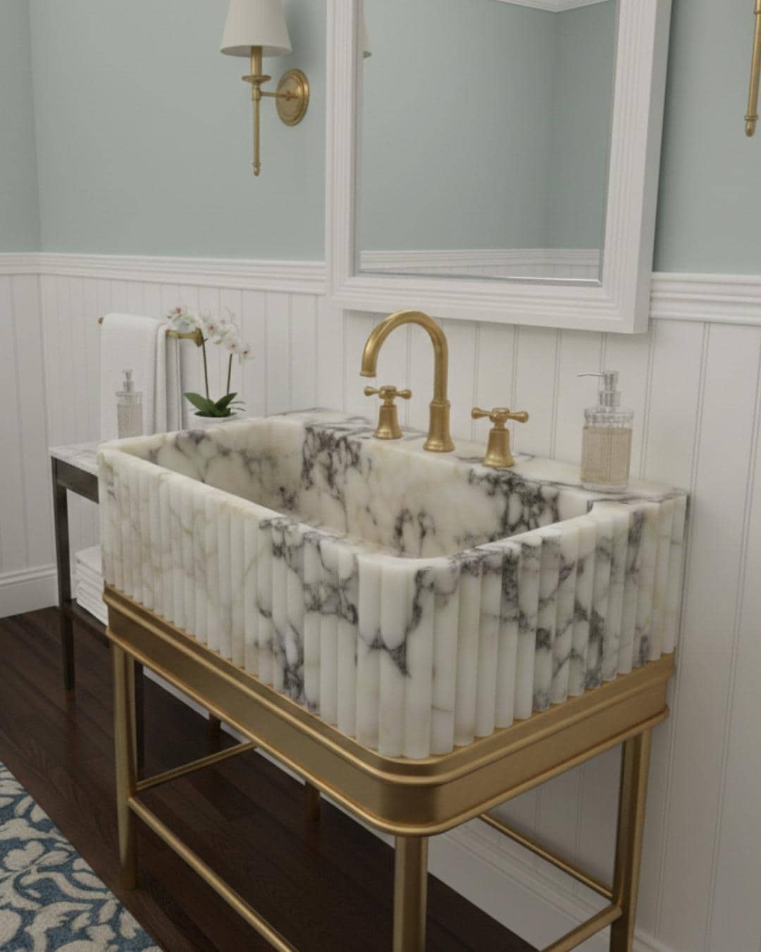 Hand Carved Calacatta Viola Luxury Marble Sink: Custom Wall Mount Countertop Vanity Basin
