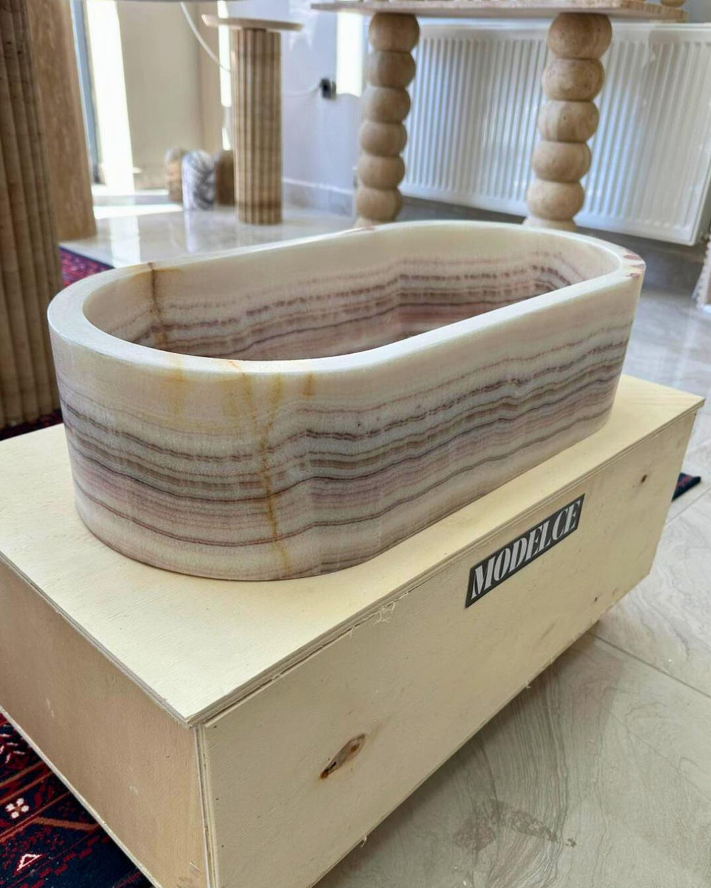 Natural Onyx Marble Vessel Sink, Hand Carved Washbasin, Luxury Bathroom Vanity Stone Sink