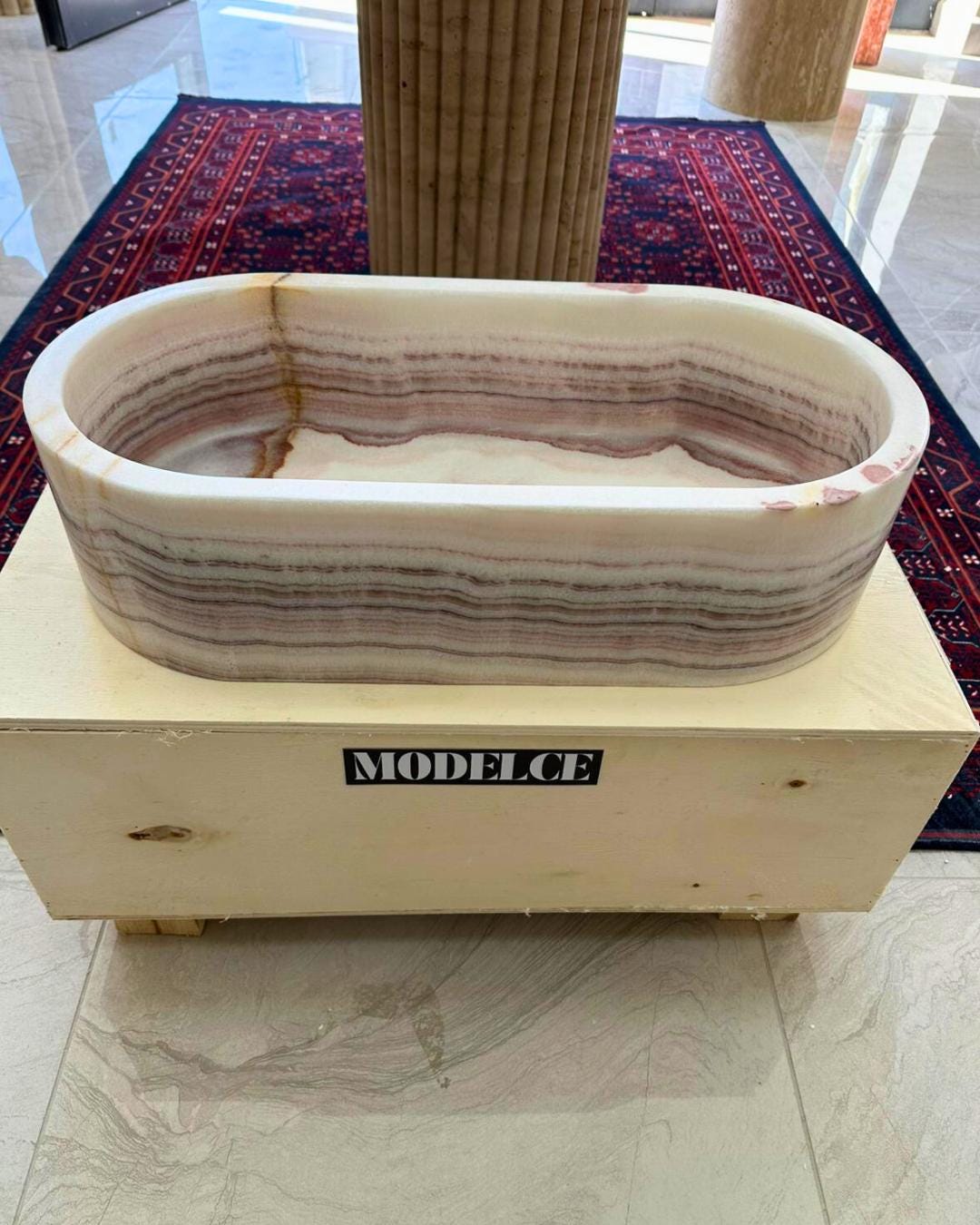 Natural Onyx Marble Vessel Sink, Hand Carved Washbasin, Luxury Bathroom Vanity Stone Sink