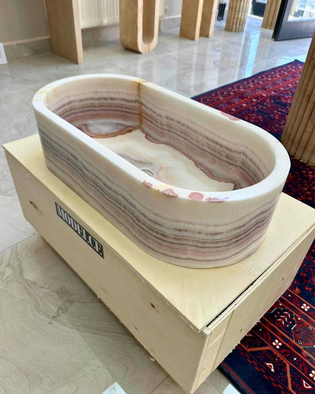 Natural Onyx Marble Vessel Sink, Hand Carved Washbasin, Luxury Bathroom Vanity Stone Sink