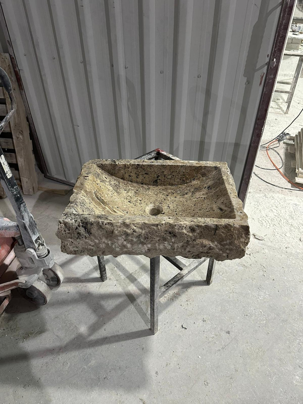 Handcrafted Silver Travertine Vessel Sink – Rustic Natural Stone Bathroom Basin