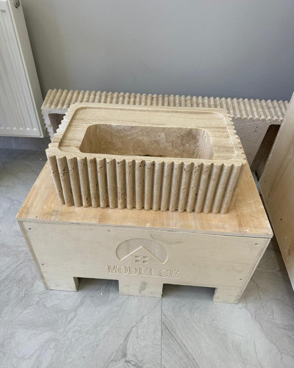 Travertine Marble Sink: Luxury Bathroom Vanity for Designer Hidden Drain Vanity