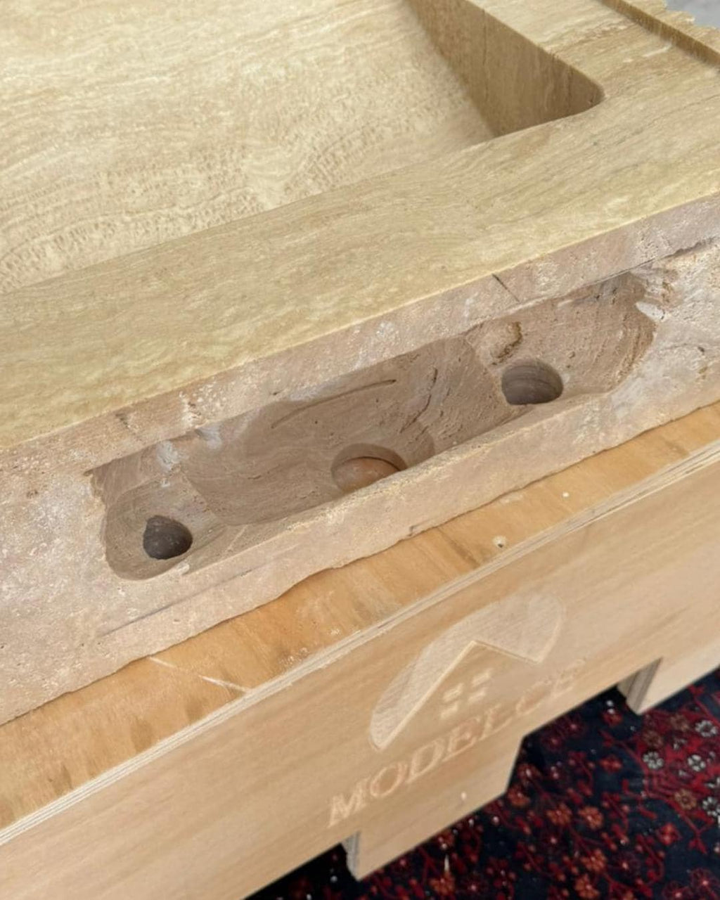 Handmade Travertine Fluted Vessel Sink, Natural Stone Marble Vanity, Hidden Drain