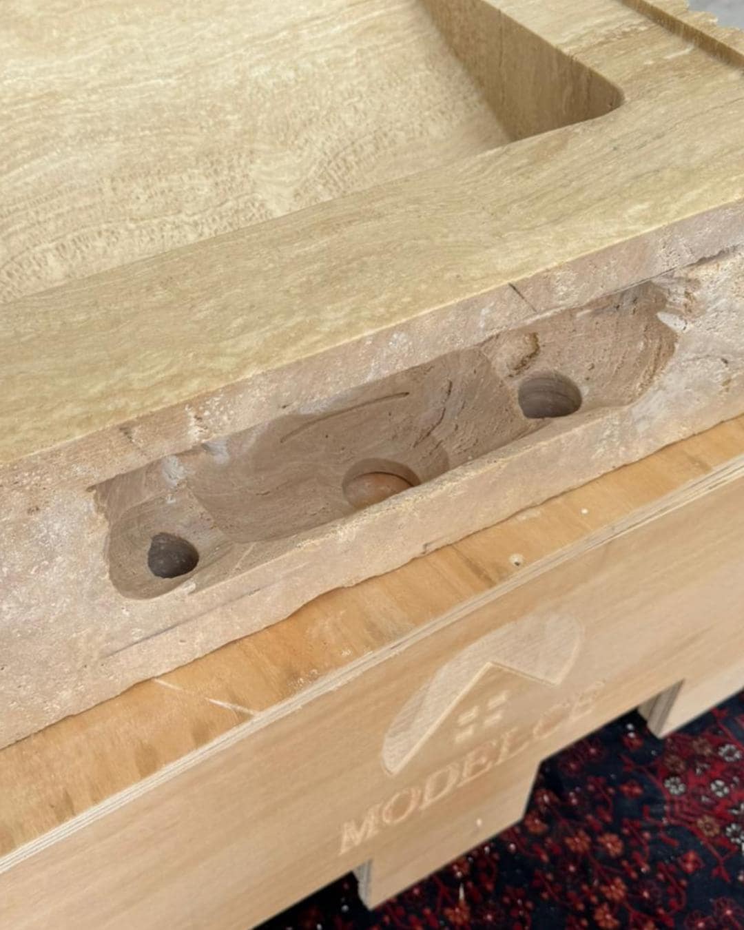 Handmade Travertine Fluted Vessel Sink, Natural Stone Marble Vanity, Hidden Drain