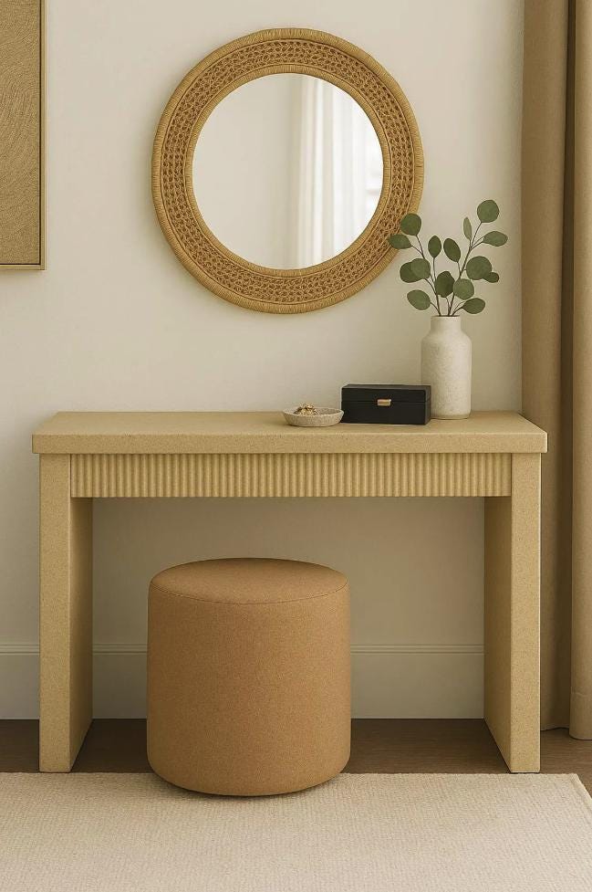 Travertine Entryway Console Table: Minimalist Modern Hallway Console
