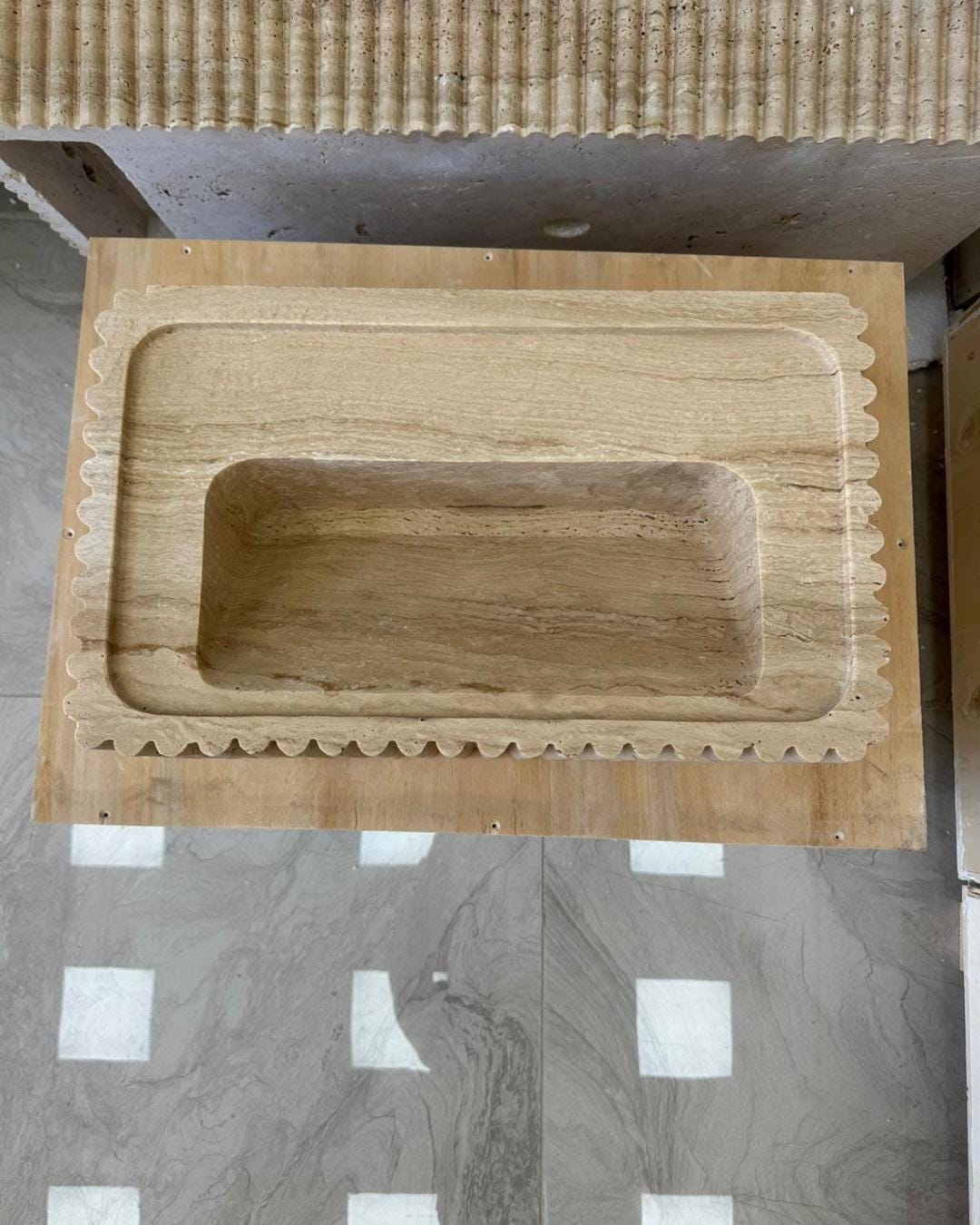 Travertine Marble Sink: Luxury Bathroom Vanity for Designer Hidden Drain Vanity