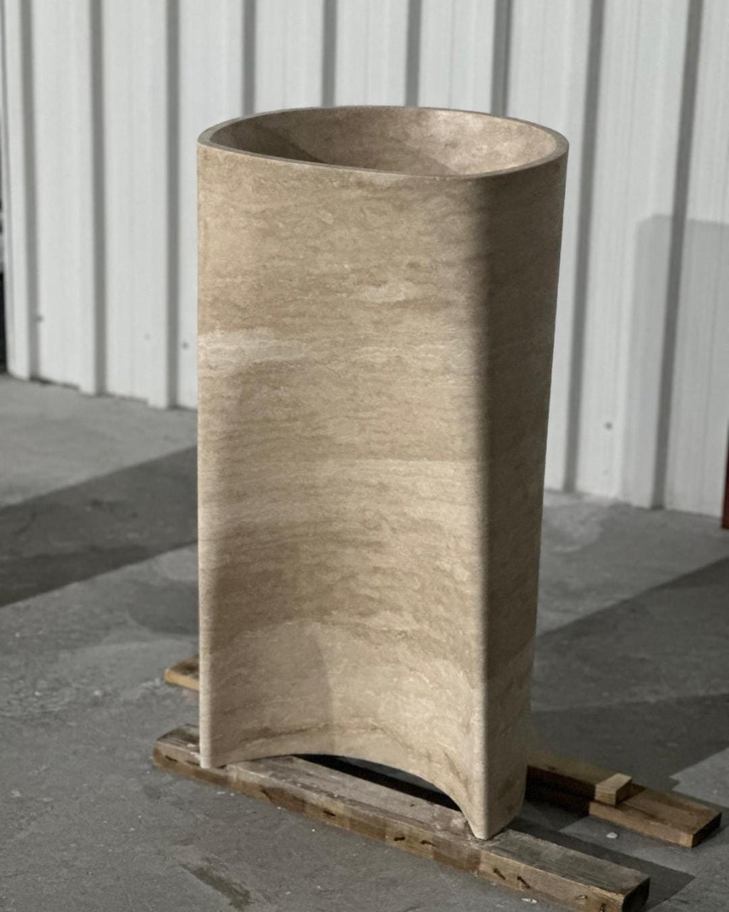 Handmade Travertine Sink, Natural Stone Pedestal Washbasin, Luxury Tall Vessel Sink for Bathroom