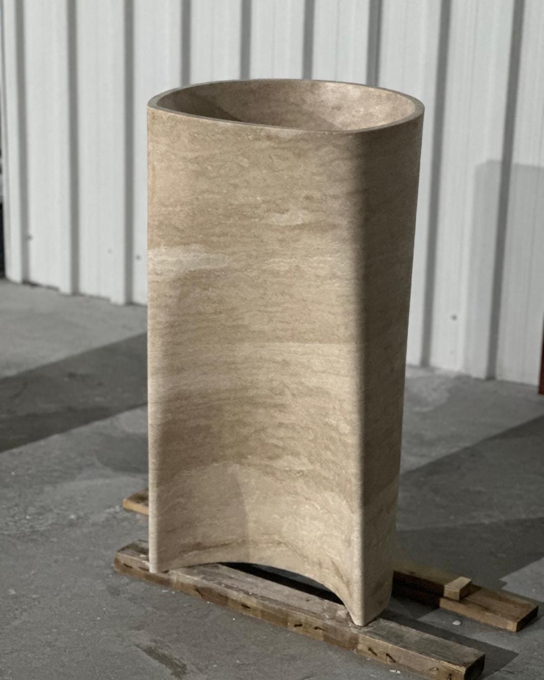 Handmade Travertine Sink, Natural Stone Pedestal Washbasin, Luxury Tall Vessel Sink for Bathroom