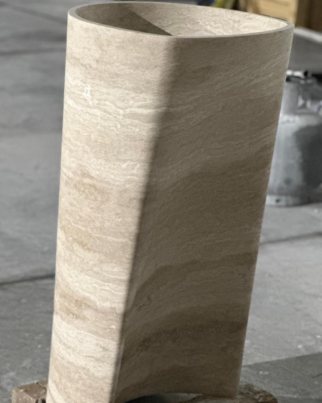 Handmade Travertine Sink, Natural Stone Pedestal Washbasin, Luxury Tall Vessel Sink for Bathroom