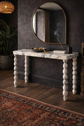 Handmade Luxury Entryway Table with Sculptural Legs: Modern Calacatta Viola Marble Console Table