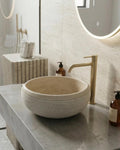 Travertine Marble Stone Round Sink: Luxury Bathroom Vanity