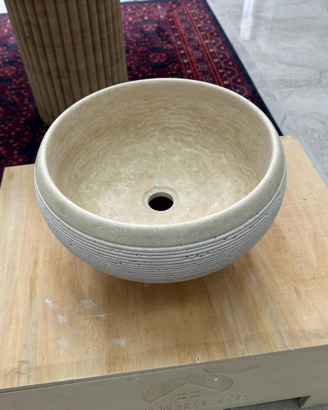 Travertine Marble Stone Round Sink: Luxury Bathroom Vanity