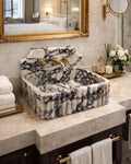 Calacatta Viola Marble Backsplash Sink Luxury Bathroom Vanity Handmade Stone Wall Mount Basin