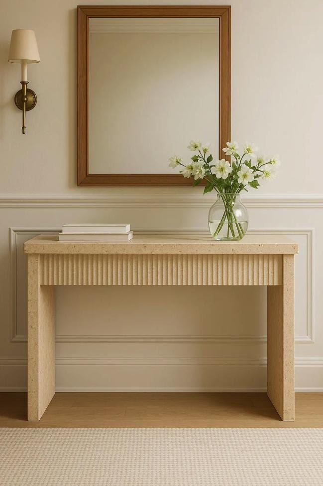 Travertine Entryway Console Table: Minimalist Modern Hallway Console
