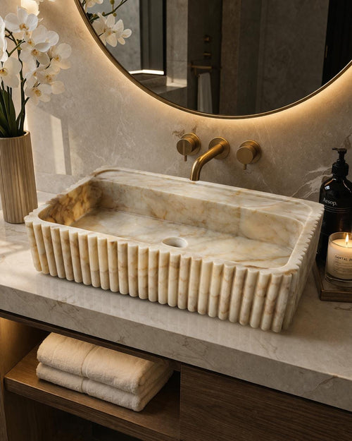 Calacatta Gold Stone Marble Sink Luxury Bathroom Vanity