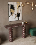 Rosso Levanto Marble Console Table, Red Stone Entryway Table, Custom Furniture