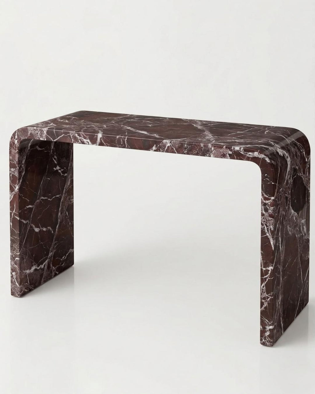 Rosso Levanto Marble Console Table, Curved Entryway Hallway, Luxury Stone Dressing