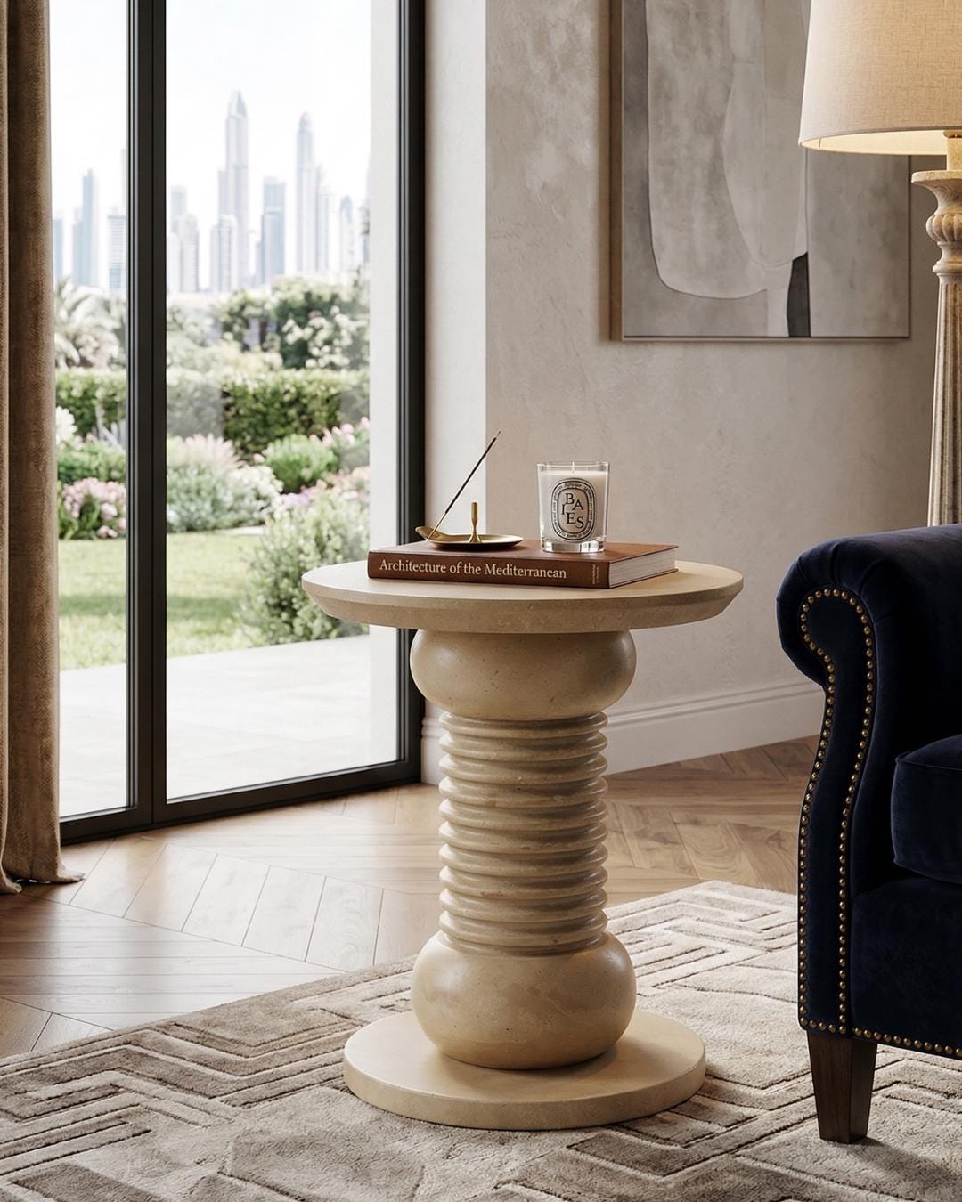 Handmade Travertine Coffee Table Luxury Marble Console Table Furniture