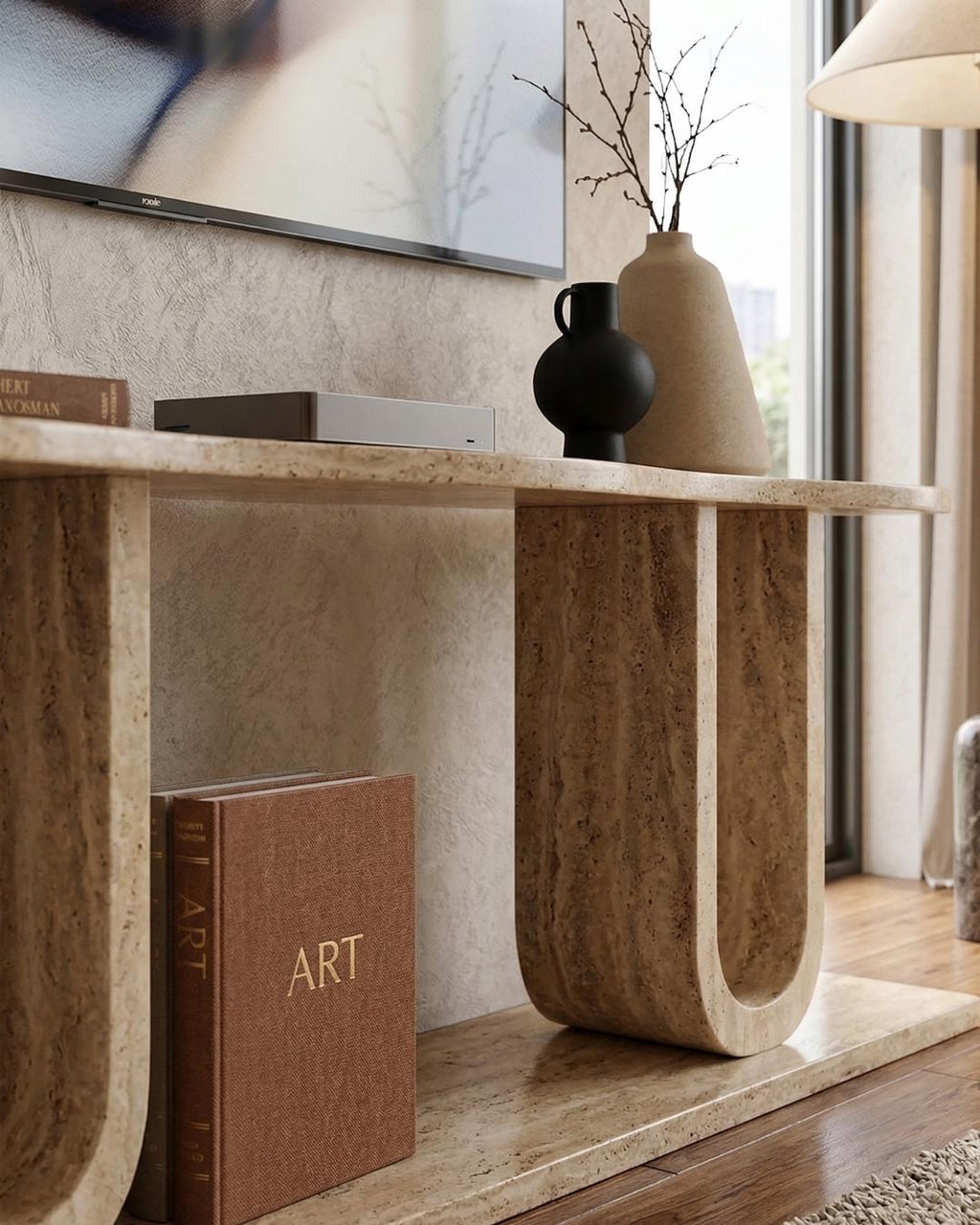 Handmade Travertine Console Table Marble Stone Entryway Furniture: Luxury Home Furniture