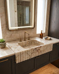 Hand Carved Calacatta Gold Marble Sink, Luxury Wall Mount Vanity Basin
